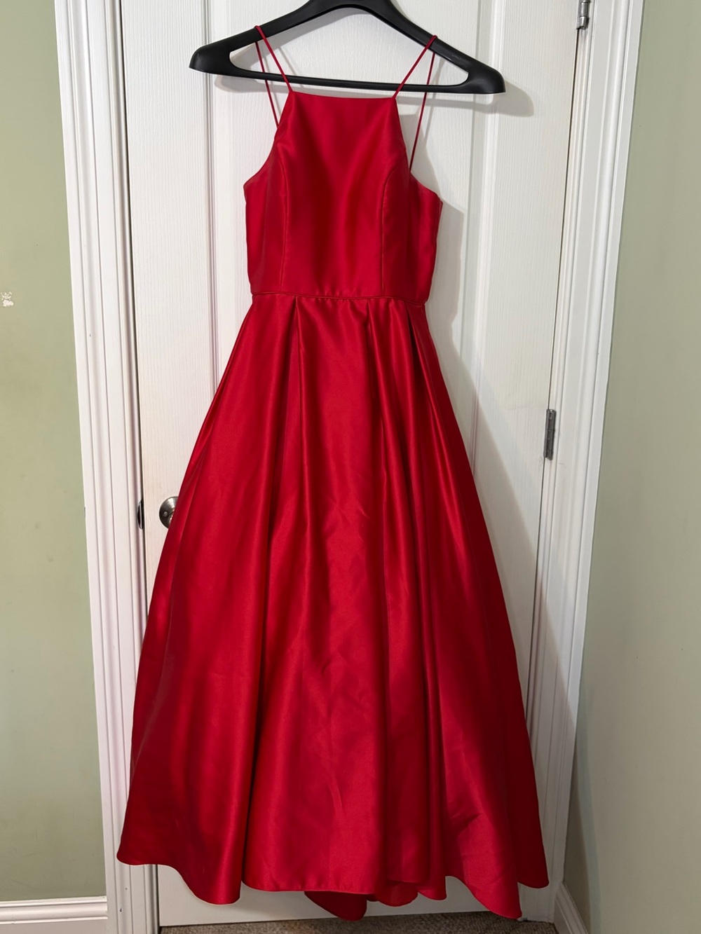 Betsy & Adam Red Satin Evening Dress